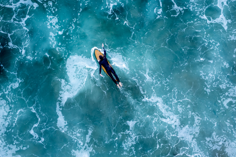 Aerial View of surfer